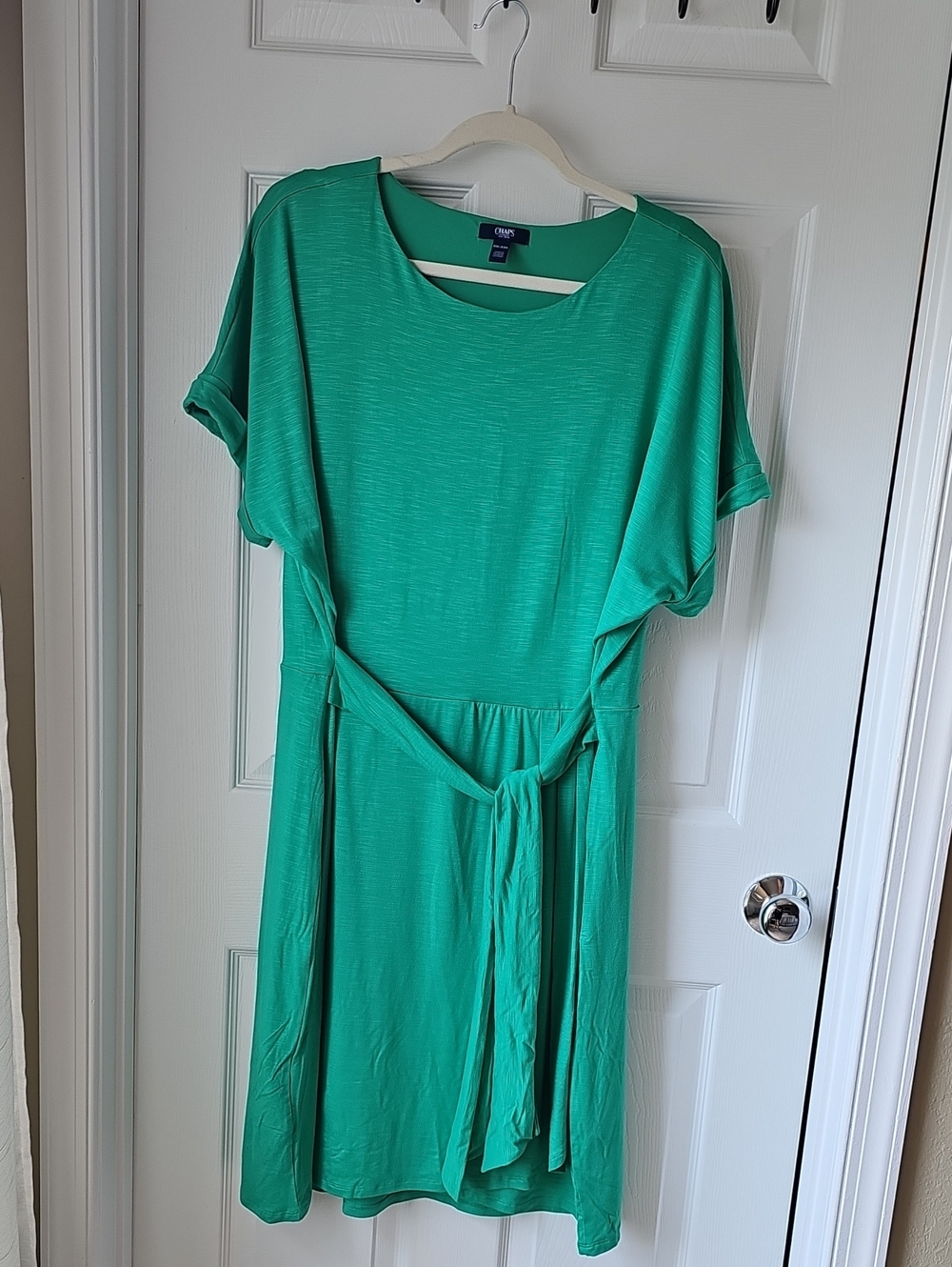 Chaps Bright Green Tie-Front Midi Dress